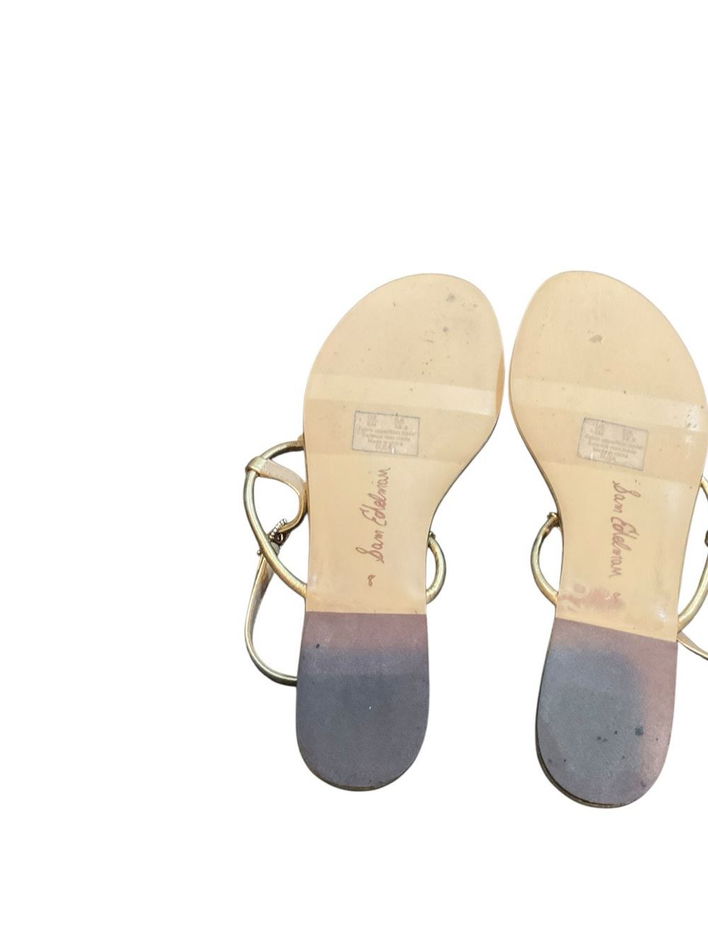 Sam Edelman Metallic Gold Floral T-Strap Sandals - Picture 6 of 11